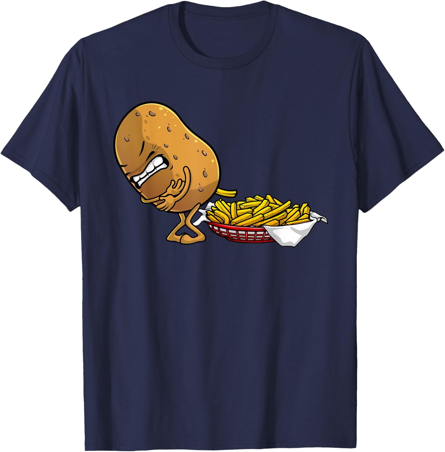 Funny French Fries Designs Women Potato Food Eaters Small T-Shirt - T-Shirt | Navy