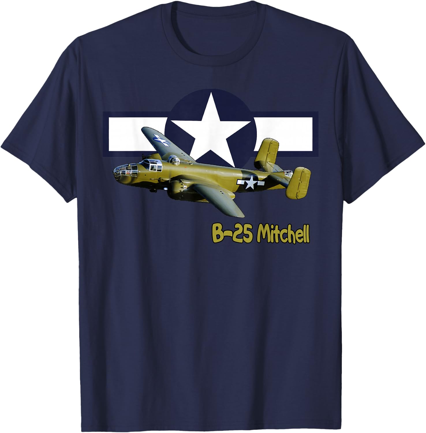 WW2 American B25J Mitchell Bomber Warplane Wings Wargamers T-Shirt - T-Shirt | Navy