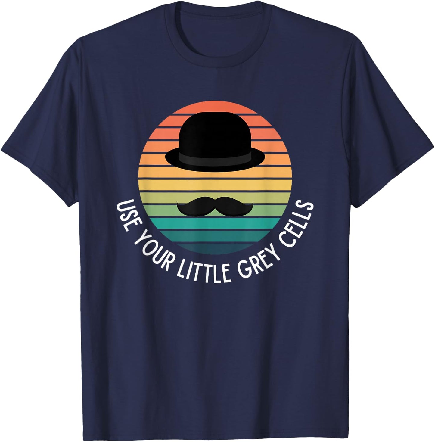 ELDA DESIGN Poirot Use Your Little Grey Cells - -Kids, Black, Small T-Shirt - T-Shirt | Navy