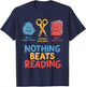 Nothing Beats Reading Funny Librarian Bookworms Rock Paper T-Shirt - T-Shirt | Navy