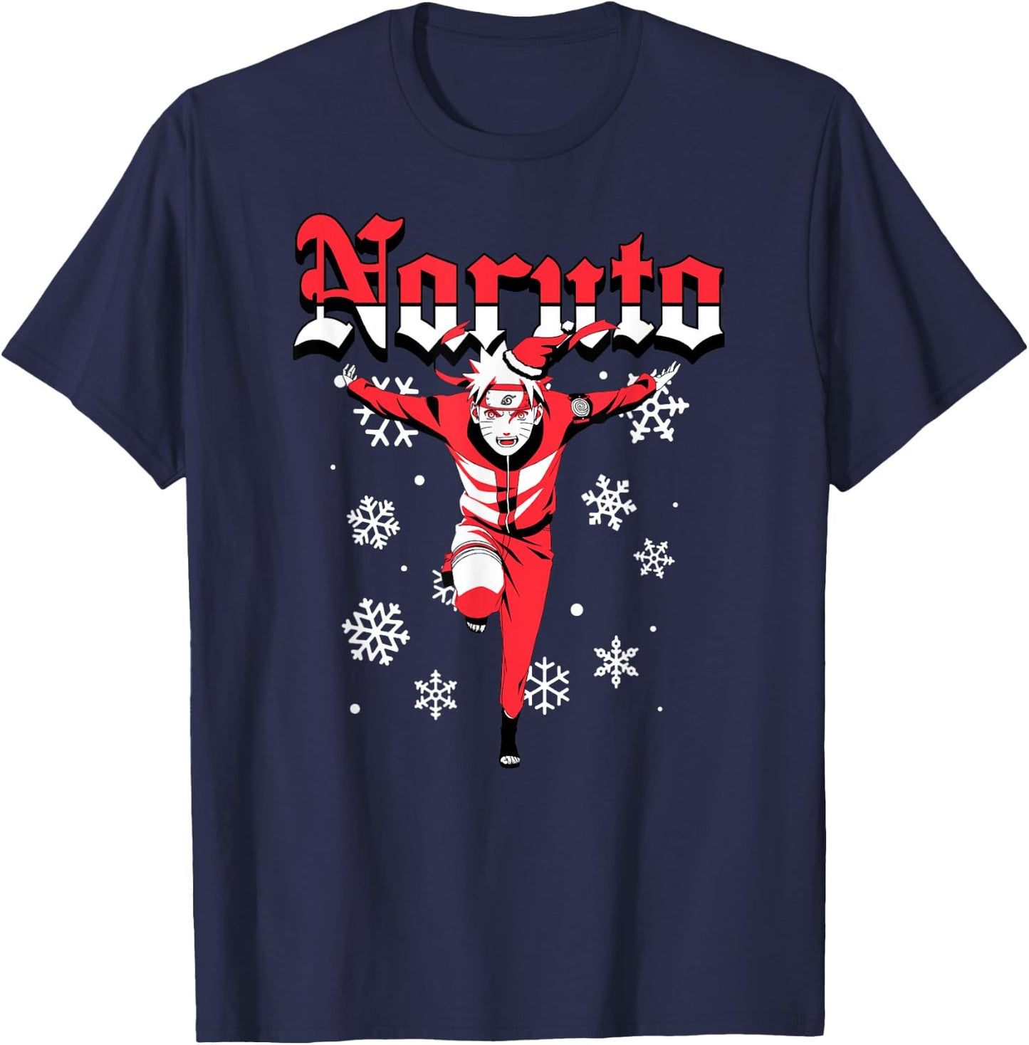 Naruto Shippuden Naruto Christmas Ninja Snowflakes Anime T-Shirt - T-Shirt | Navy