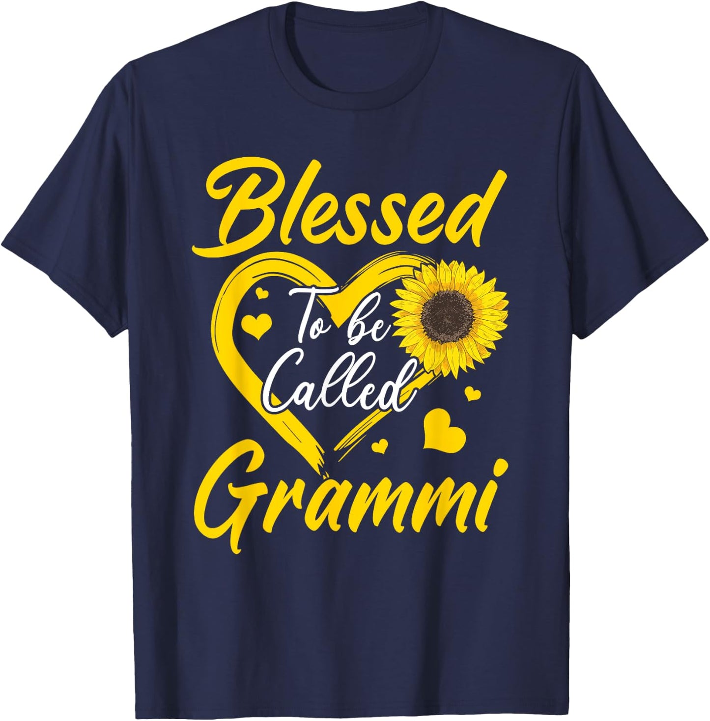 Blessed To Be Called Grammi Sunflower Heart Mother's Day T-Shirt - T-Shirt | Navy