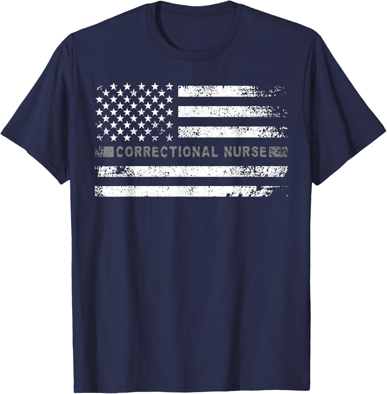Corrections Nurse US Flag Correctional Nursing T-Shirt - T-Shirt | Navy