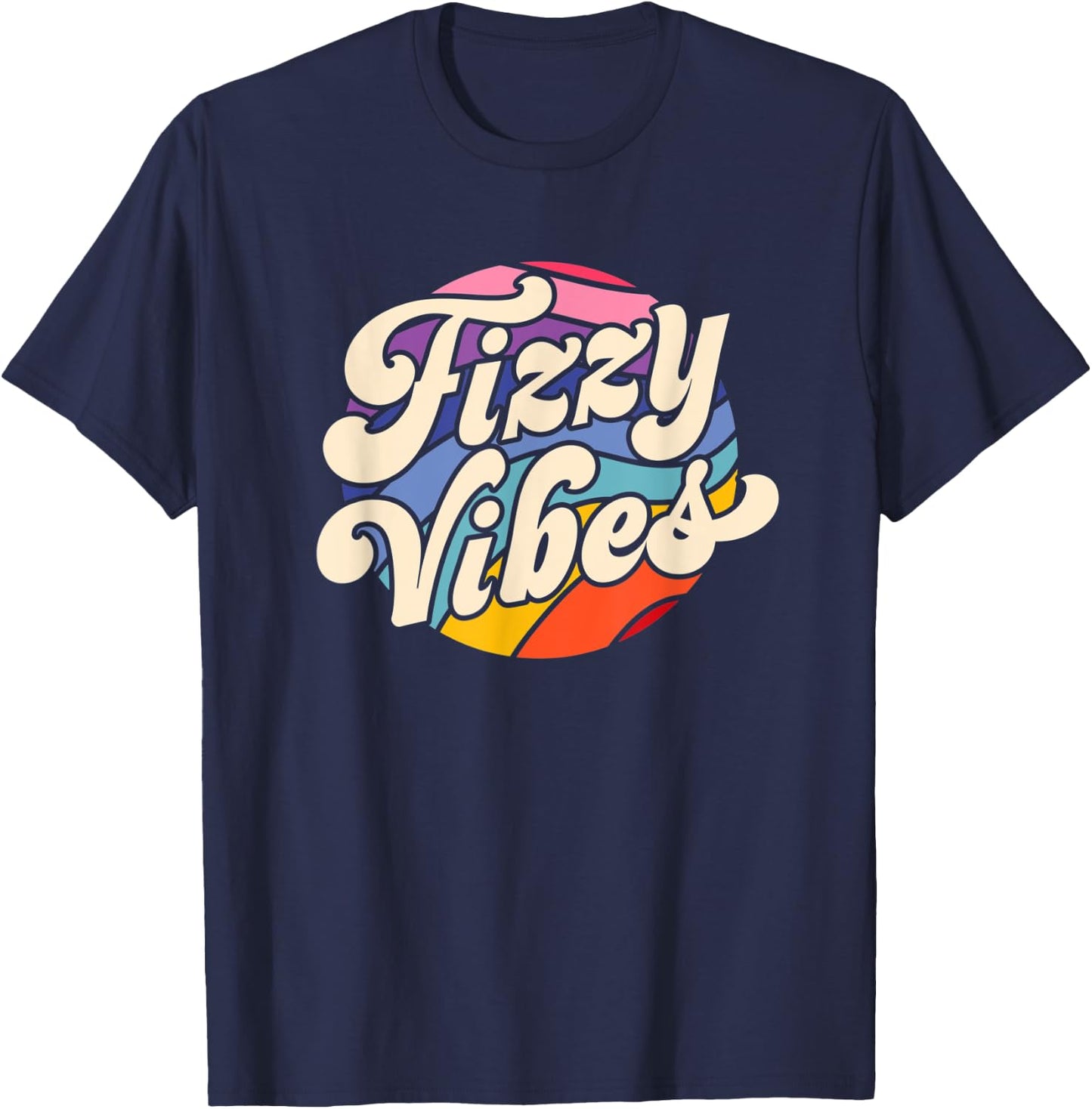 Fizzy Vibes - 70s Inspired Boho Hippie T-Shirt - T-Shirt | Navy