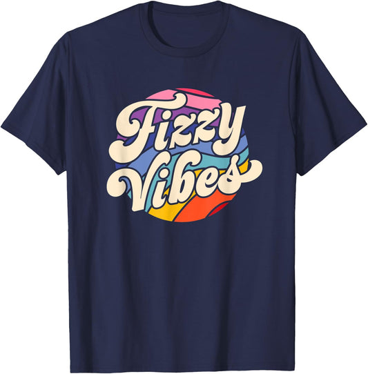 Fizzy Vibes - 70s Inspired Boho Hippie T-Shirt - T-Shirt | Navy