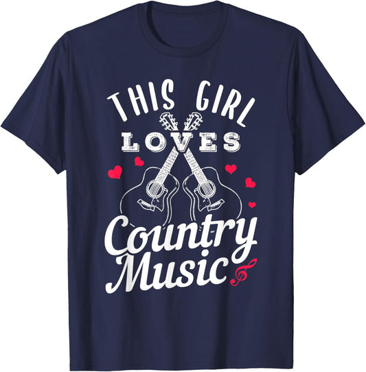 This Girl Loves Country Music T-Shirt - T-Shirt | Navy
