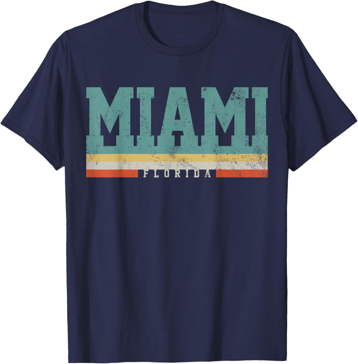 Miami Florida Retro Vintage Gift T-Shirt - T-Shirt | Navy