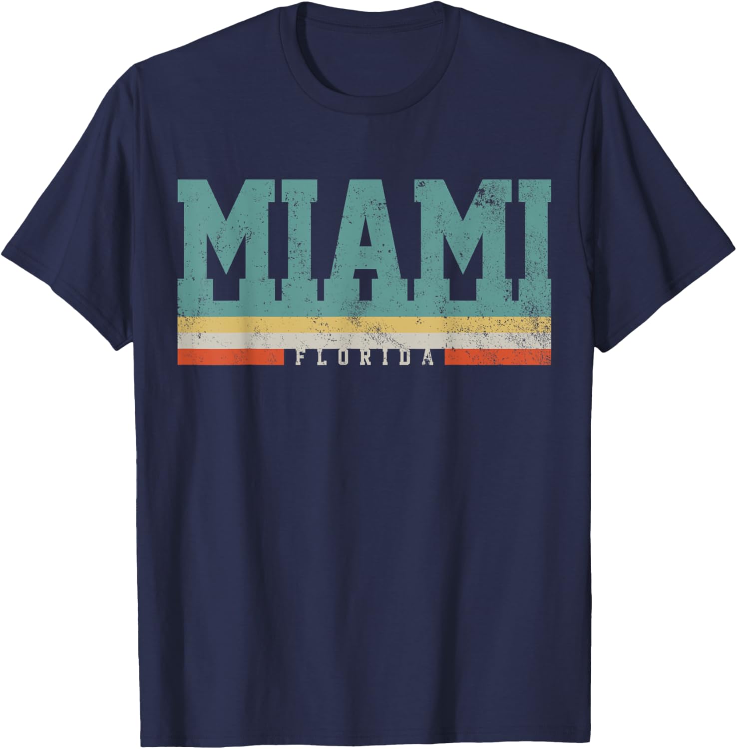 Miami Florida Retro Vintage Gift T-Shirt - T-Shirt | Navy