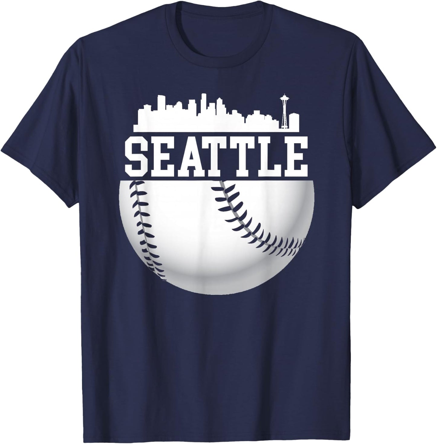 Vintage Downtown Seattle Shirt Baseball Retro Washington T-Shirt - T-Shirt | Navy