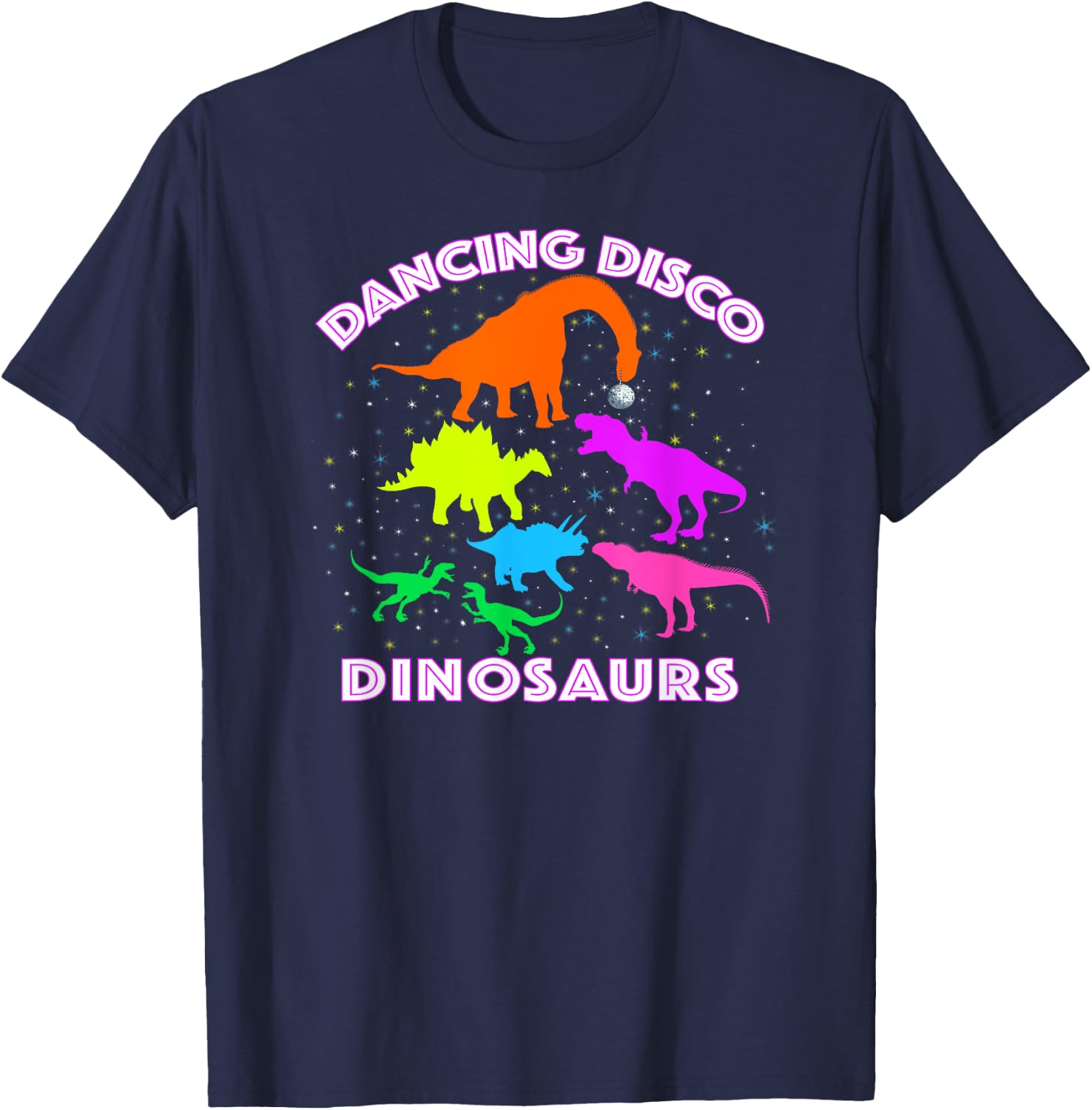 Disco Dancing Dinosaurs Prove Awesome Teacher Present Idea Women Kids T-Shirt - T-Shirt | Navy