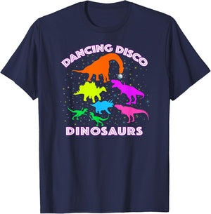 Disco Dancing Dinosaurs Prove Awesome Teacher Present Idea Women Kids T-Shirt - T-Shirt | Navy