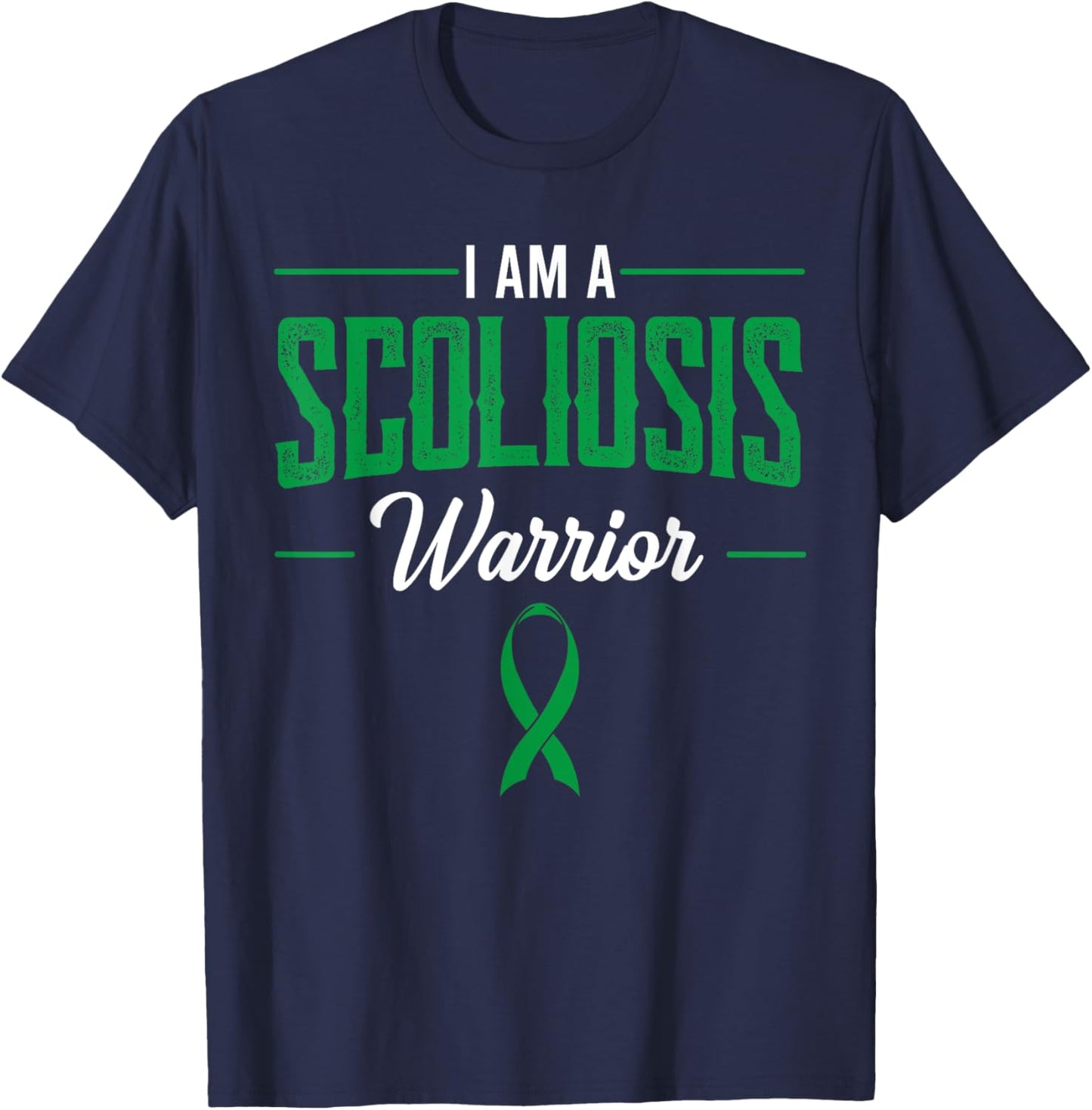 Scoliosis Warrior Orthopedic Scoliometer Green Ribbon Gift T-Shirt - T-Shirt | Navy
