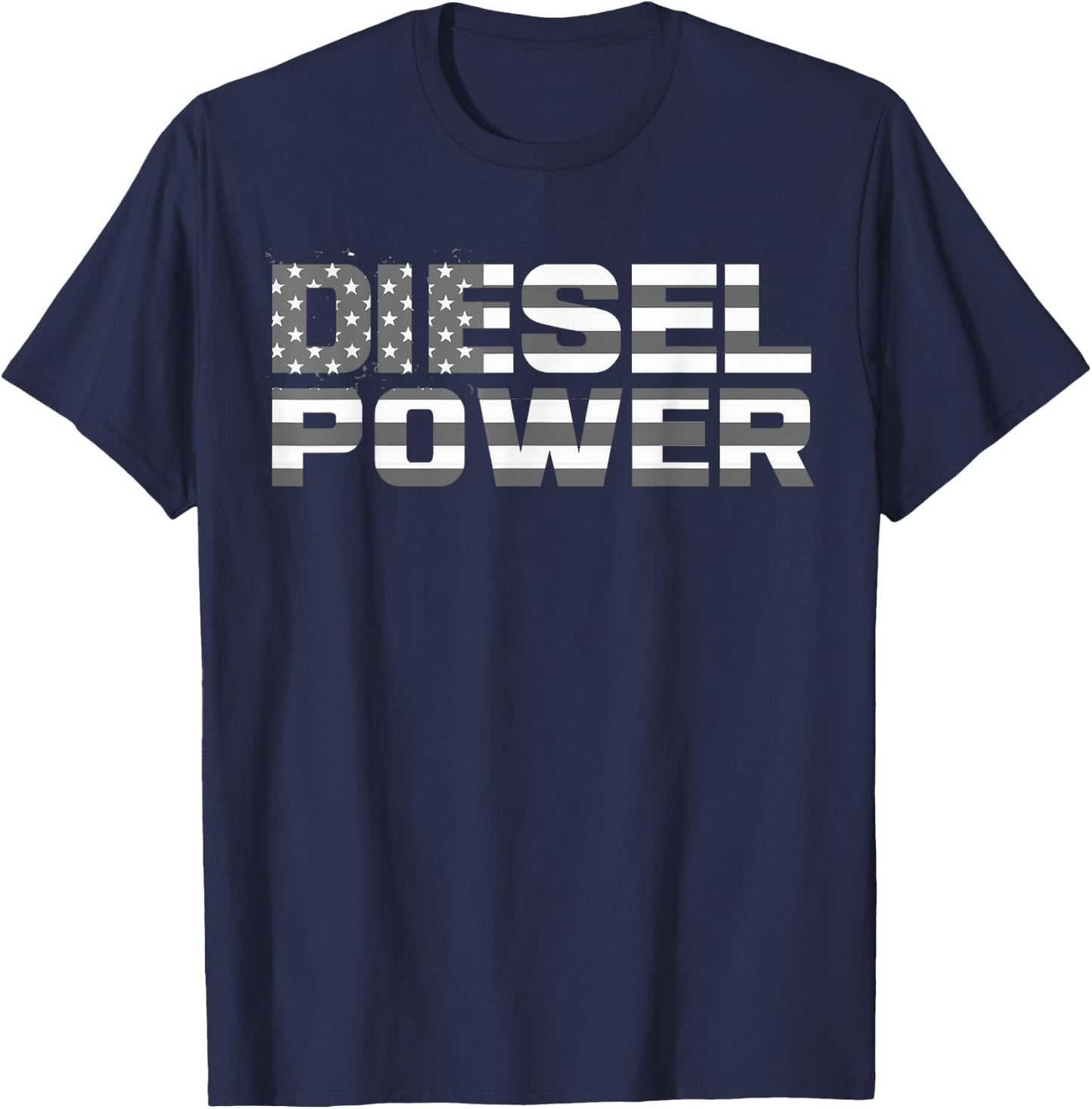 Diesel Power American Flag Funny Truck Mechanic Gift T-Shirt - T-Shirt | Navy