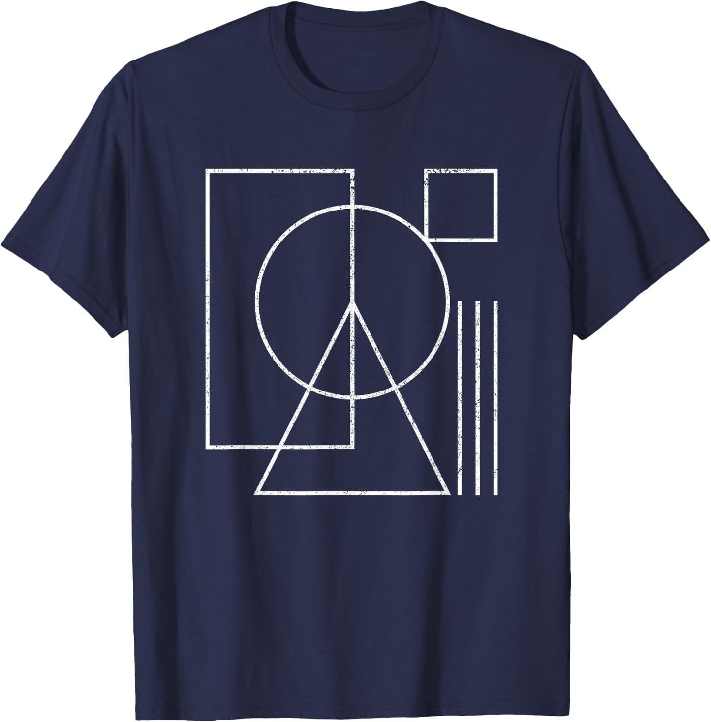 Geometric Rectangle Circle Triangle Square Shape Lines Peace T-Shirt - T-Shirt | Navy
