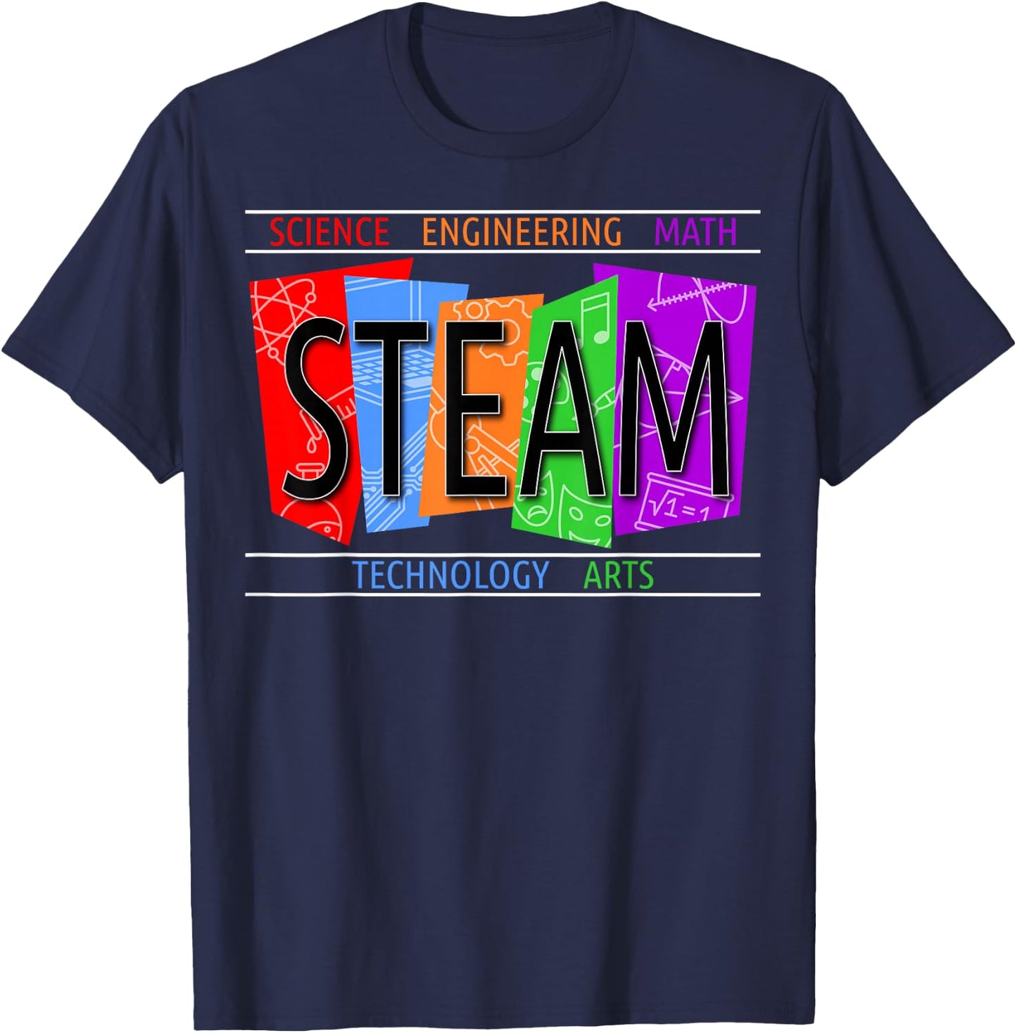 Steam Shirt Colourful Science and Technology T-Shirt - T-Shirt | Navy