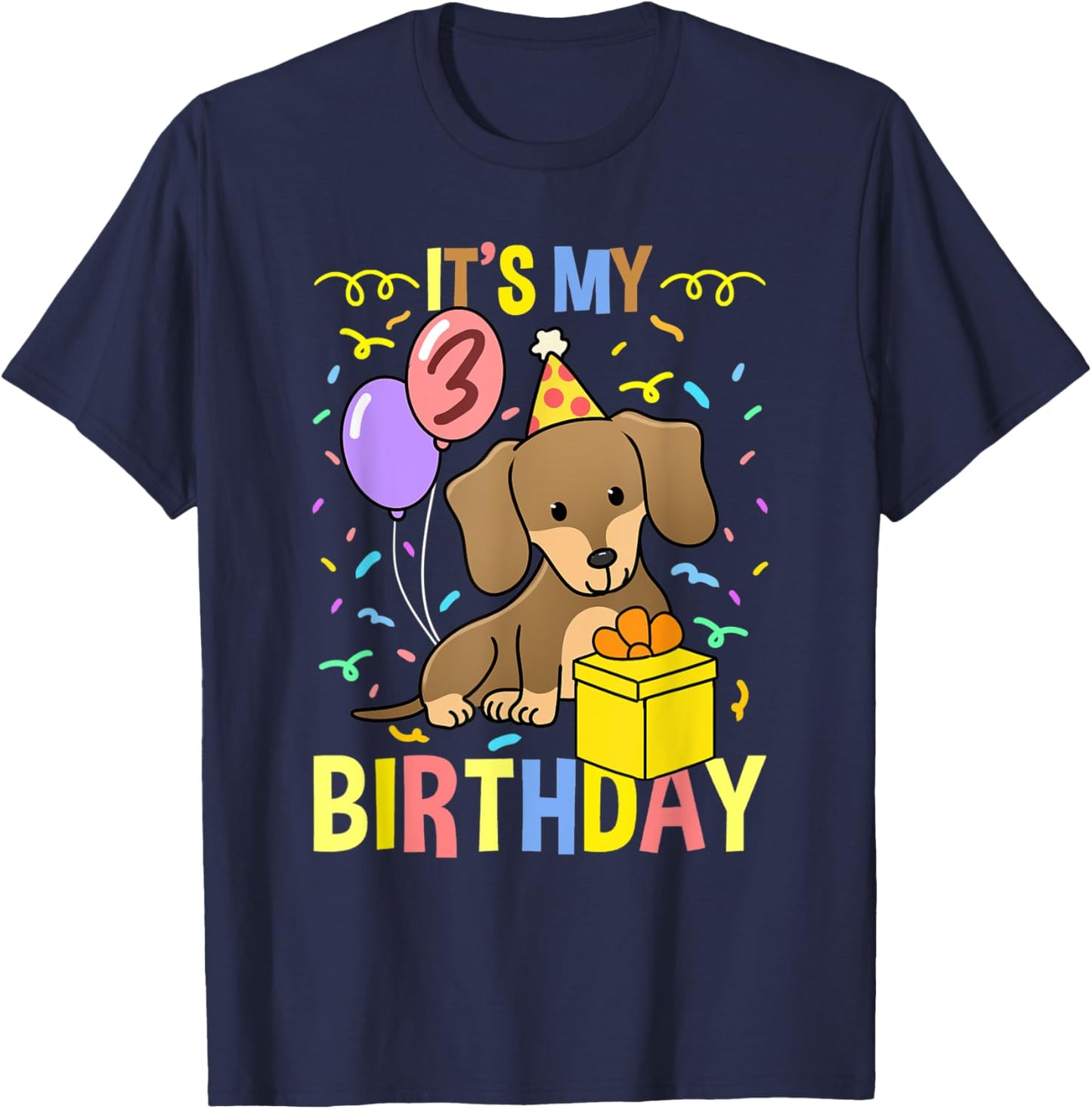 Its My 3rd Birthday Dachshund T-Shirt - T-Shirt | Navy