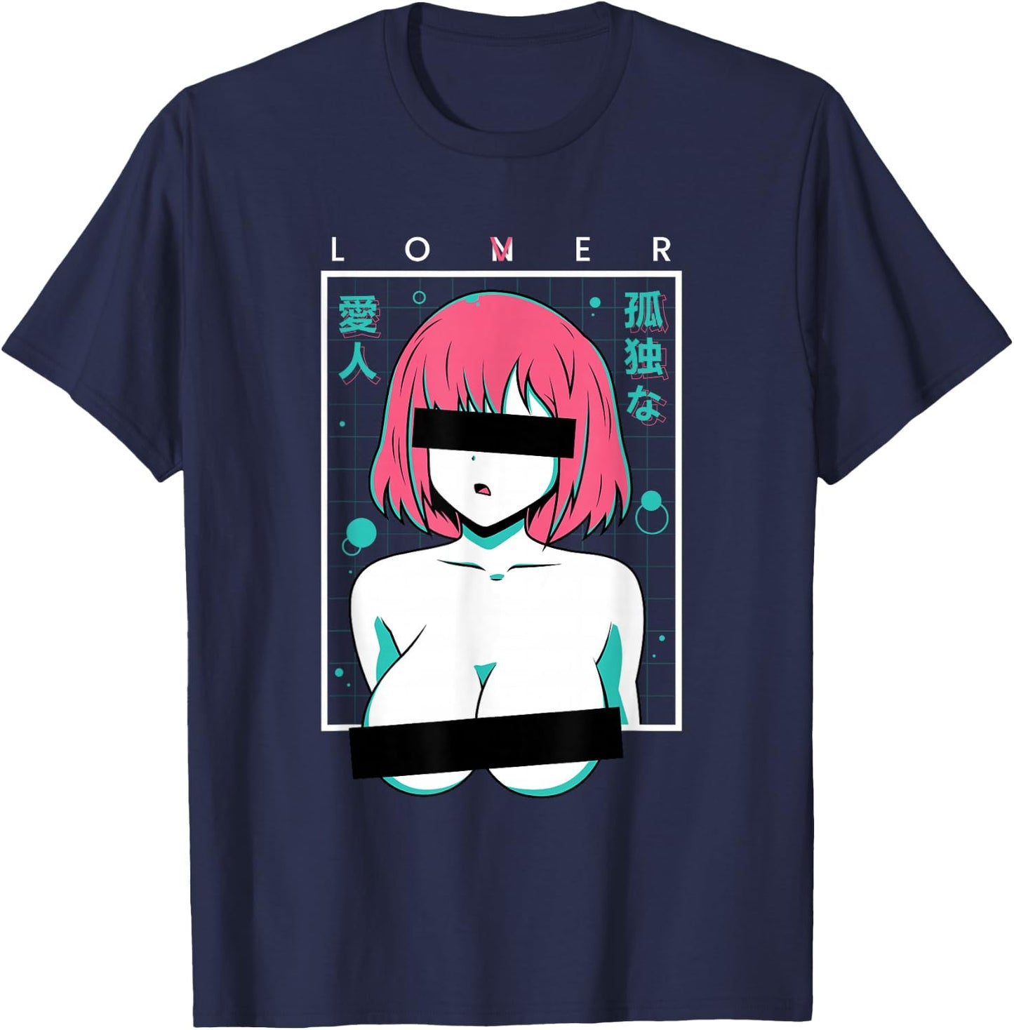Waifu Loner Lover Anime Girl Japanese Aesthetic Manga Otaku T-Shirt - T-Shirt | Navy