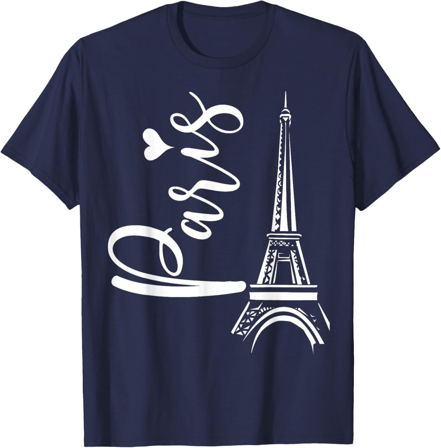 Cute Paris Eiffel Tower Love Heart Young Women's Travel Gift T-Shirt - T-Shirt | Navy