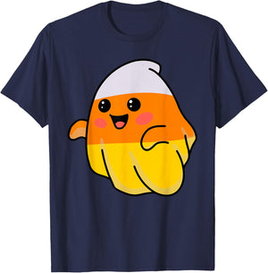 Candy Corn Ghost Costume Funny Lazy Halloween Cute Ghostie T-Shirt - T-Shirt | Navy