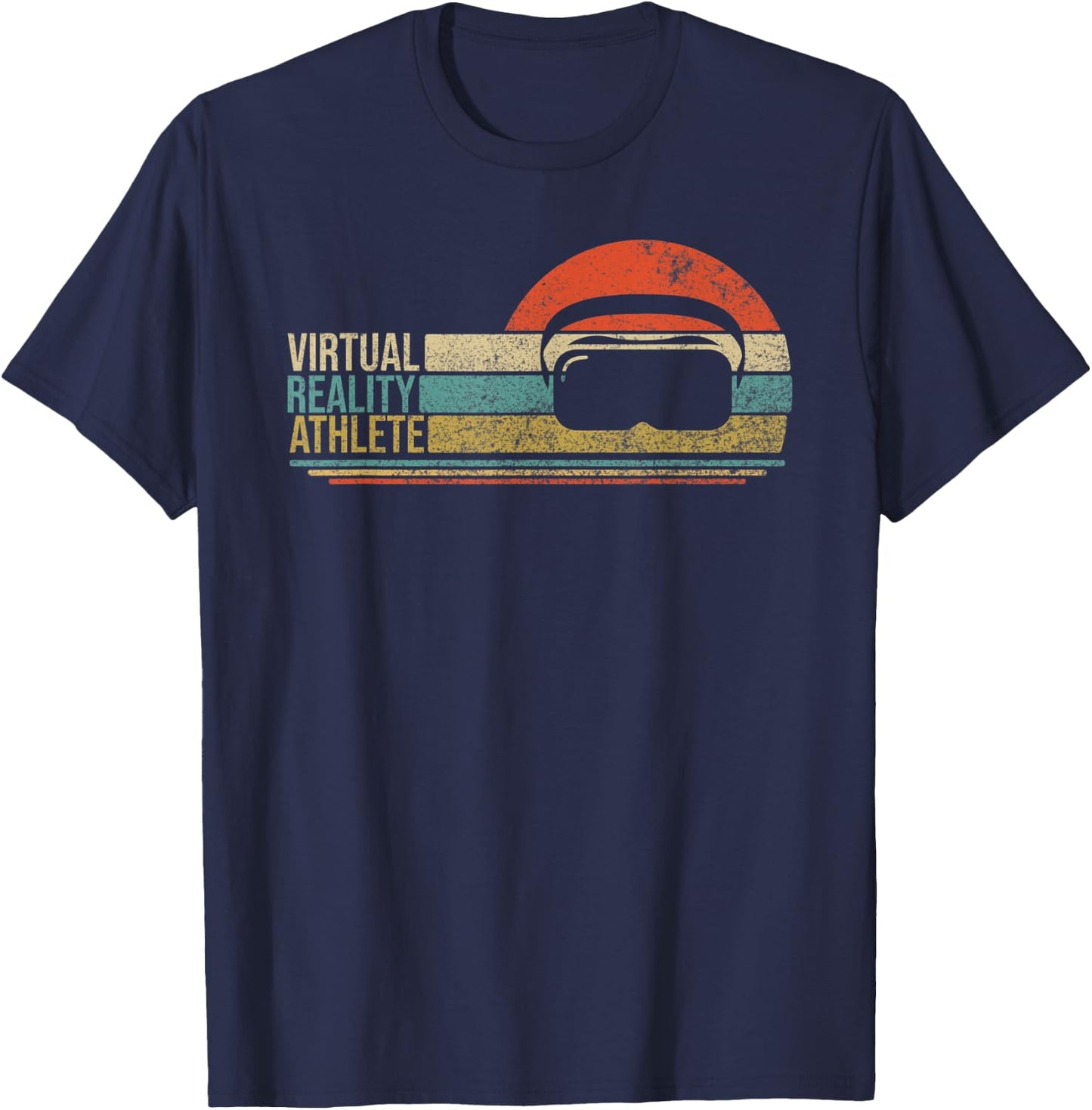 Virtual Reality Athlete VR Vintage Retro Video Gamer Gaming T-Shirt - T-Shirt | Navy