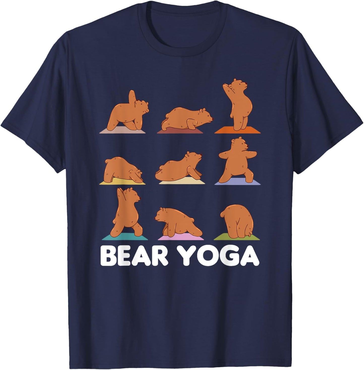 Bear Yoga Cute Bears Doing Sport Bear Yoga Namaste T-Shirt - T-Shirt | Navy