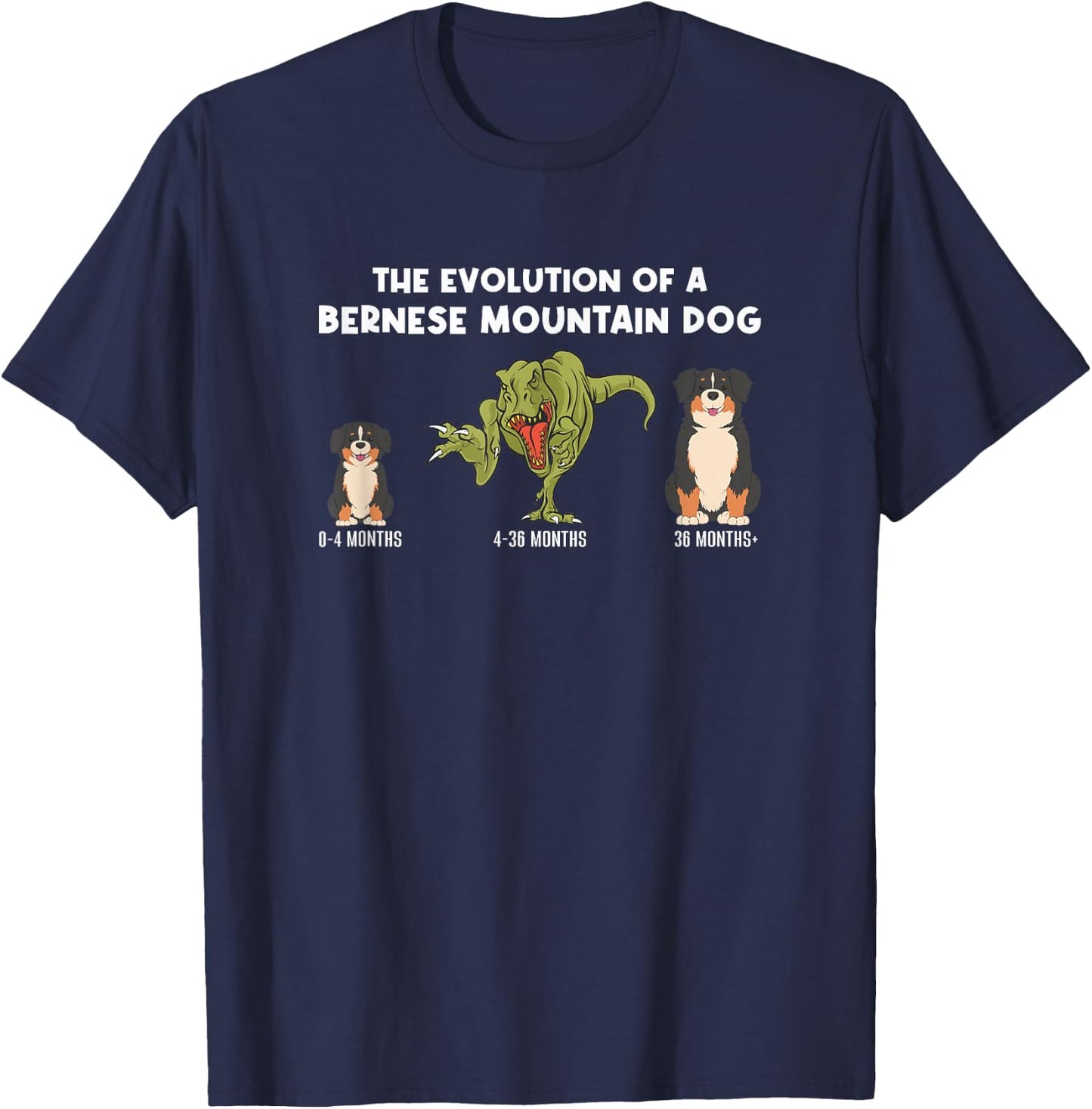 Bernese Dog Mom The Evolution Of A Bernese Mountain Dog T-Shirt - T-Shirt | Navy