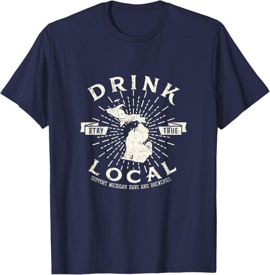 Drink Local Beer Brewery Michigan Support shirt T-Shirt - T-Shirt | Navy