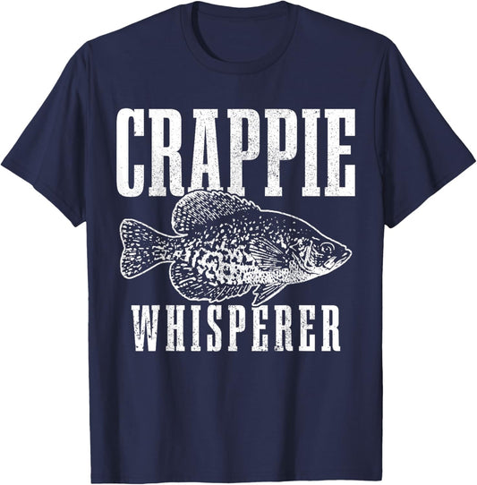 Crappie Whisperer Funny Vintage Crappie Fishing Fisherman T-Shirt - T-Shirt | Navy