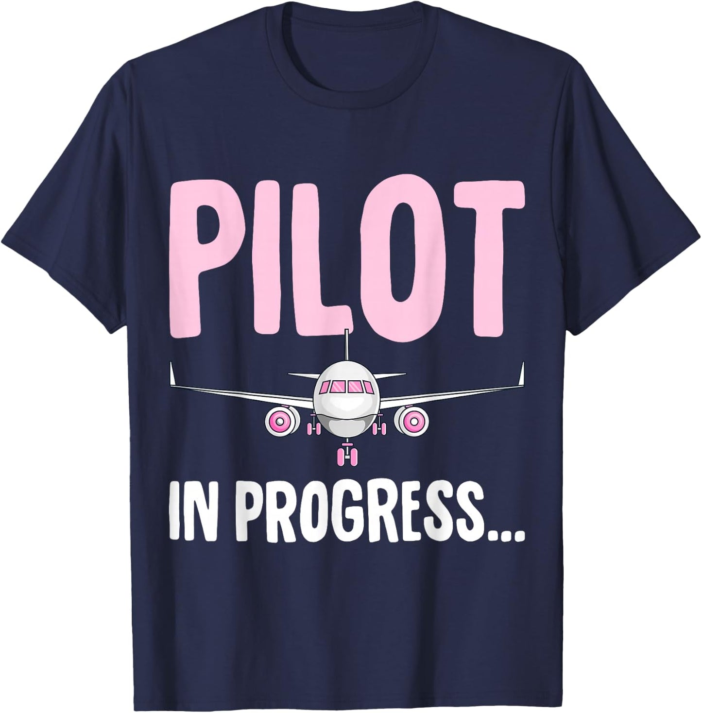 Pilot In Progress Airplane Plane Women Girls Kids T-Shirt - T-Shirt | Navy