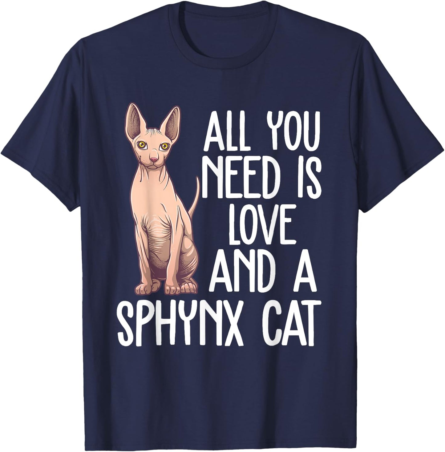 Funny Sphynx Cat Design Women Cat Lover Kitten Pet T-Shirt - T-Shirt | Navy