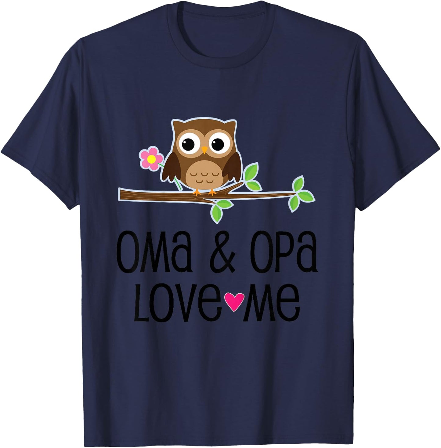 Kids Oma and Opa Love Me Grandchild Owl T-Shirt - T-Shirt | Navy