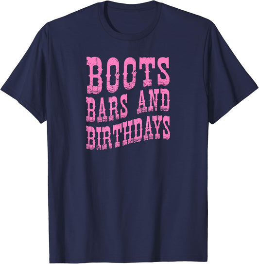Boots Bars and Birthdays Nashville Western Birthday Squad T-Shirt - T-Shirt | Navy