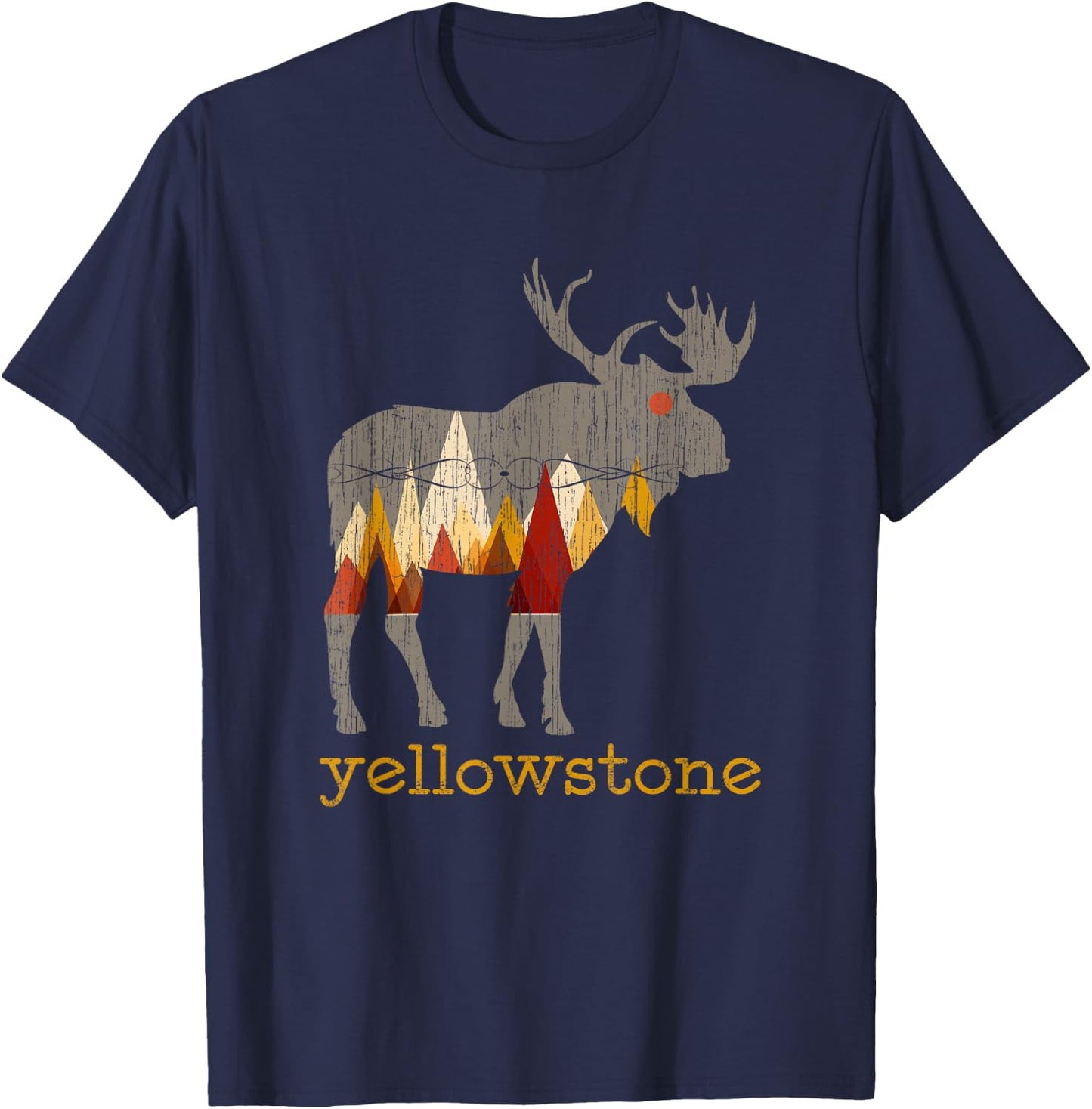 Vintage Yellowstone National Park Bull Moose T-Shirt - T-Shirt | Navy