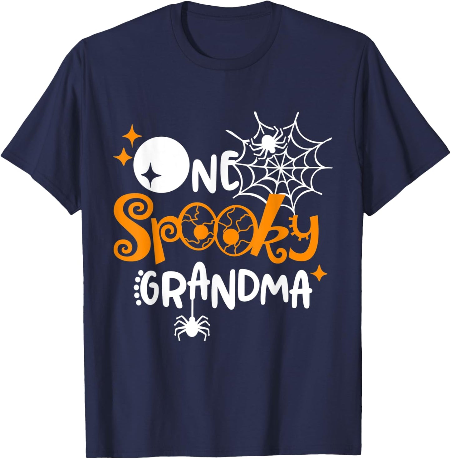 One Spooky Grandma Funny Halloween Bats Spider Web T-Shirt - T-Shirt | Navy