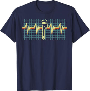 Wrench Heartbeat Retro Funny Car Auto Mechanic Garage Men T-Shirt - T-Shirt | Navy