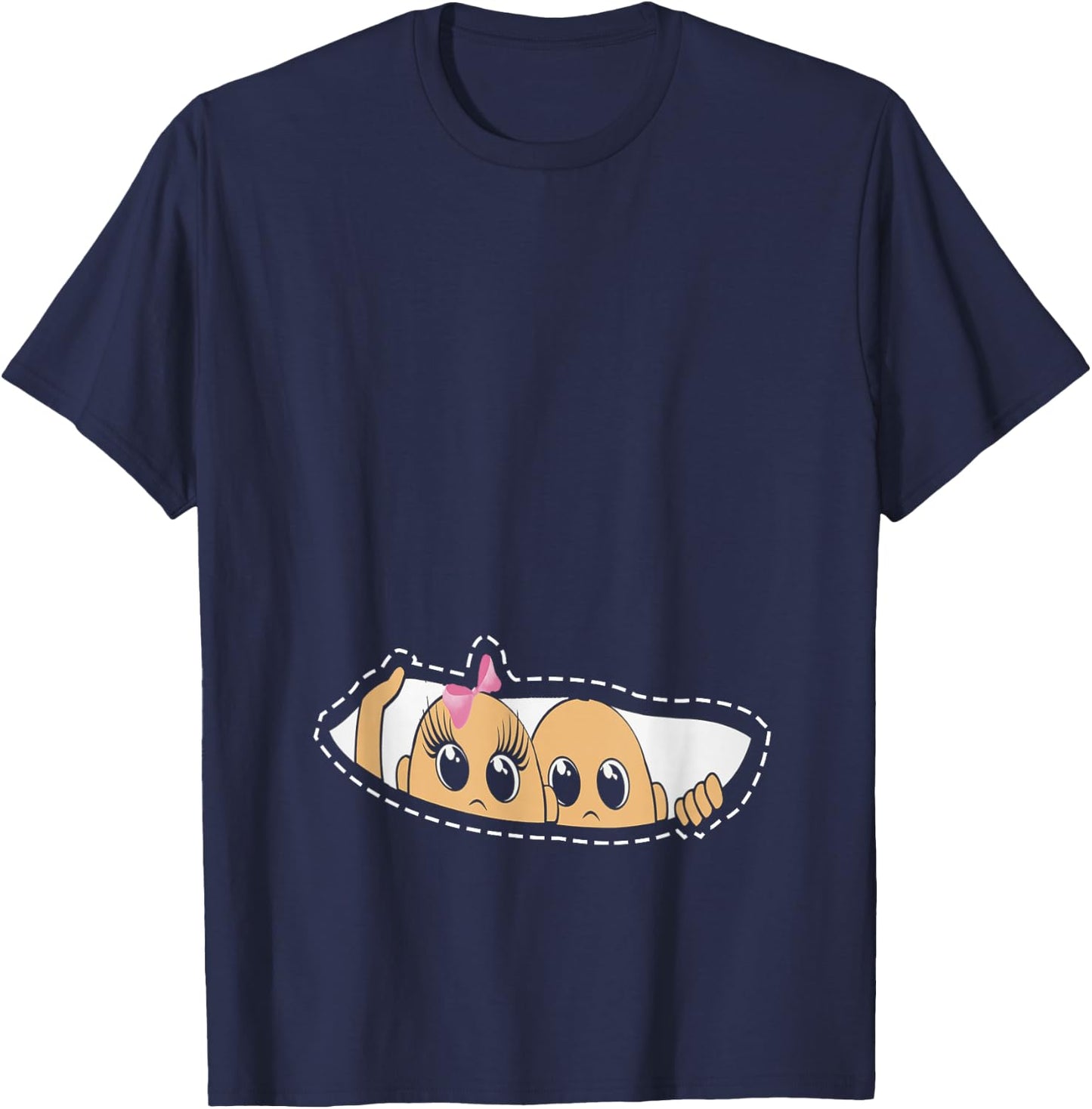 Twin Pregnancy Peeking Boy And Girl Mom To Be Gifts T-Shirt - T-Shirt | Navy