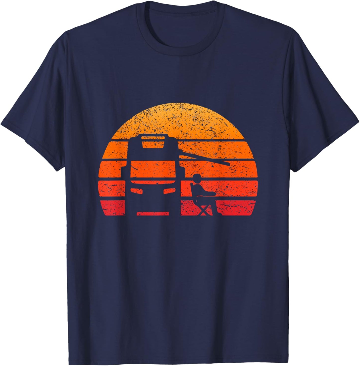 Retro Sunset RV Camper Outfit Vintage Motorhome T-Shirt - T-Shirt | Navy