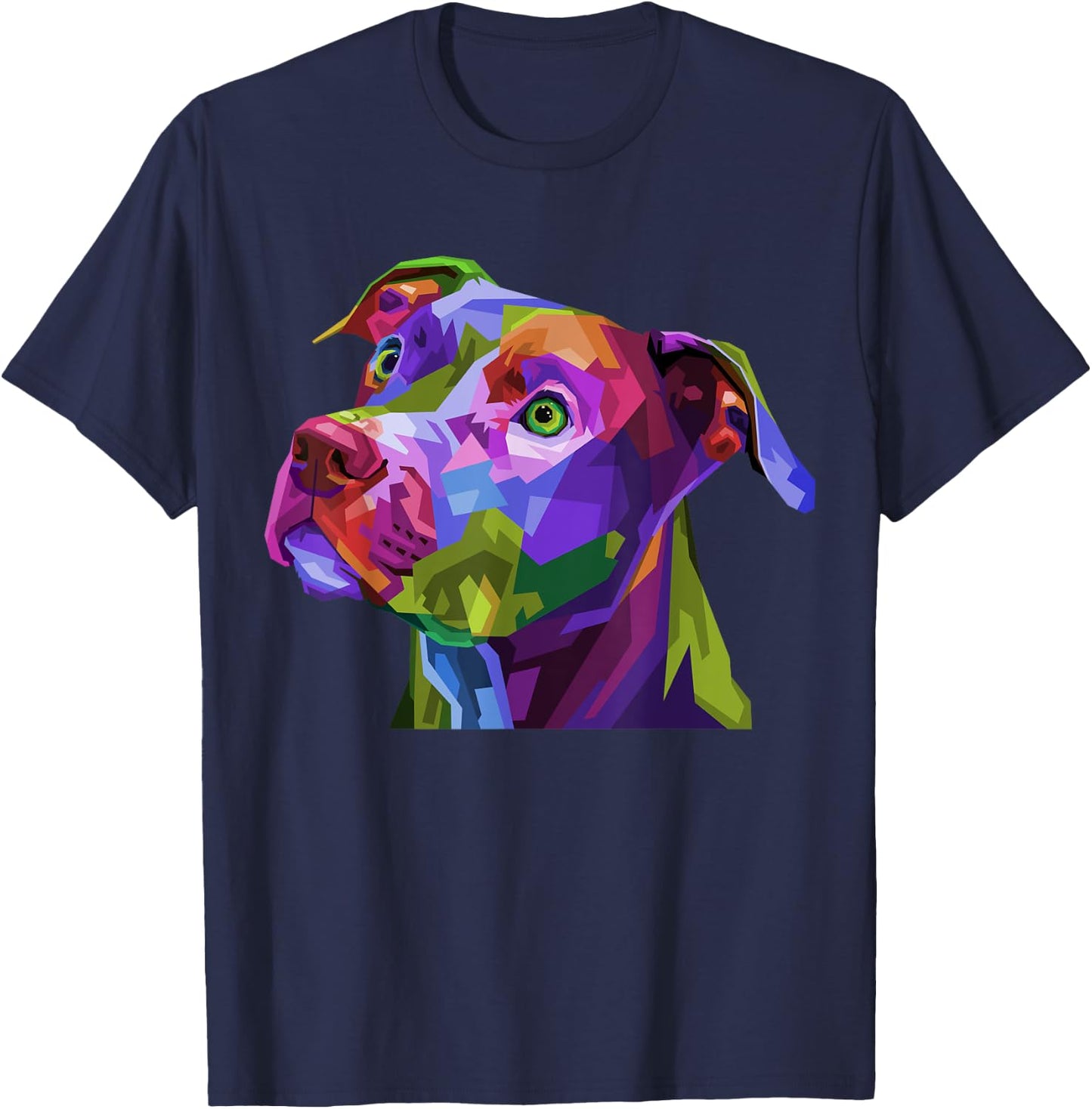 American Pitbull Terrier Pop Art Portrait for Dog Owners T-Shirt - T-Shirt | Navy