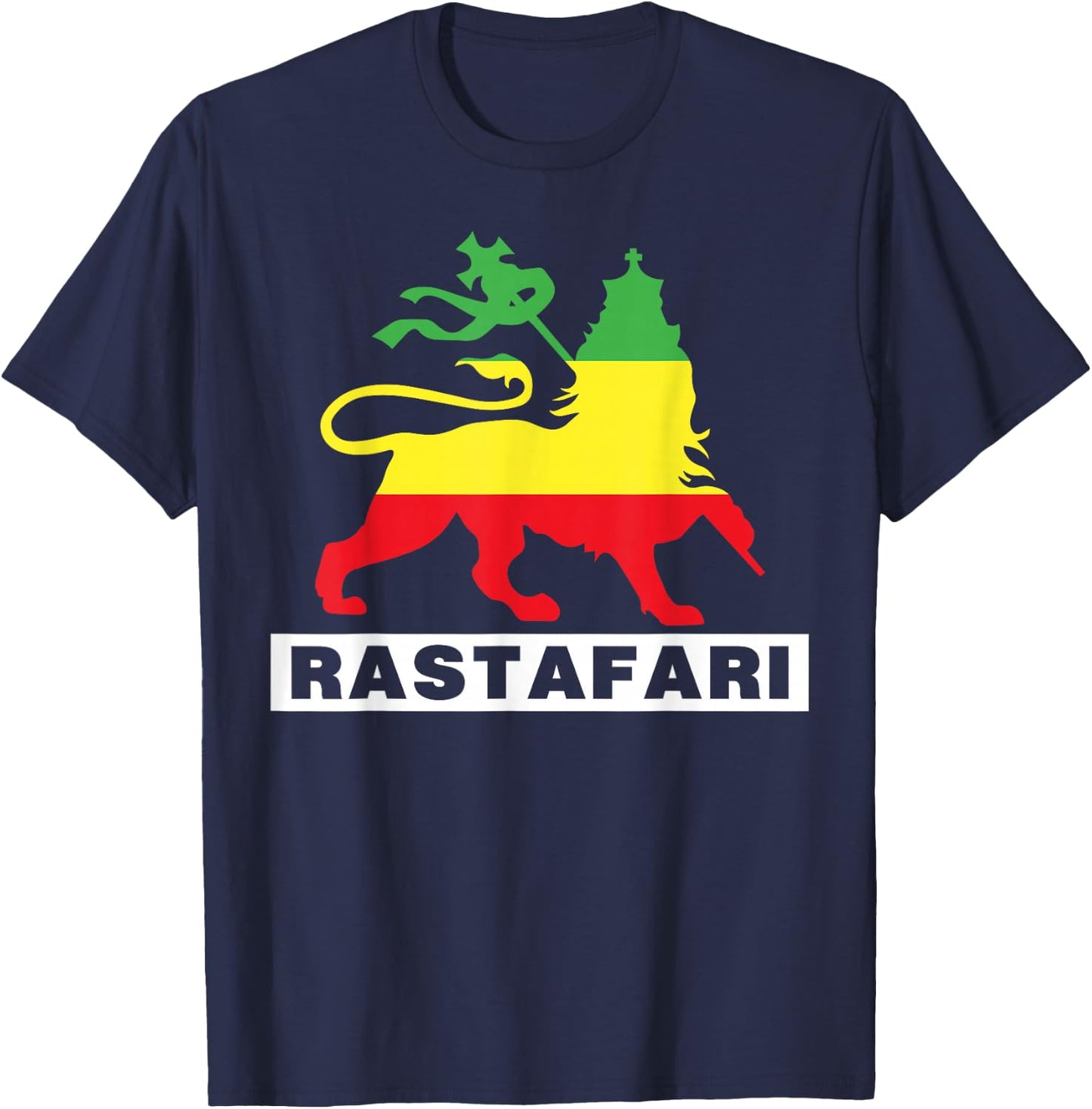 Lion of Judah Judah Rasta Rastafari Reggae T-Shirt - T-Shirt | Navy