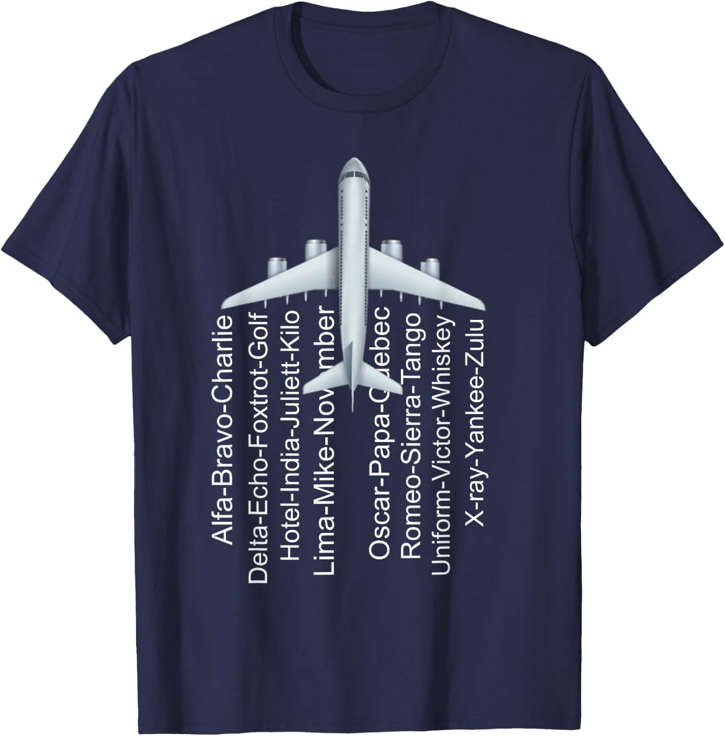 Phonetic Alphabet Pilot Airplane Funny Gift Plane Letters T-Shirt - T-Shirt | Navy