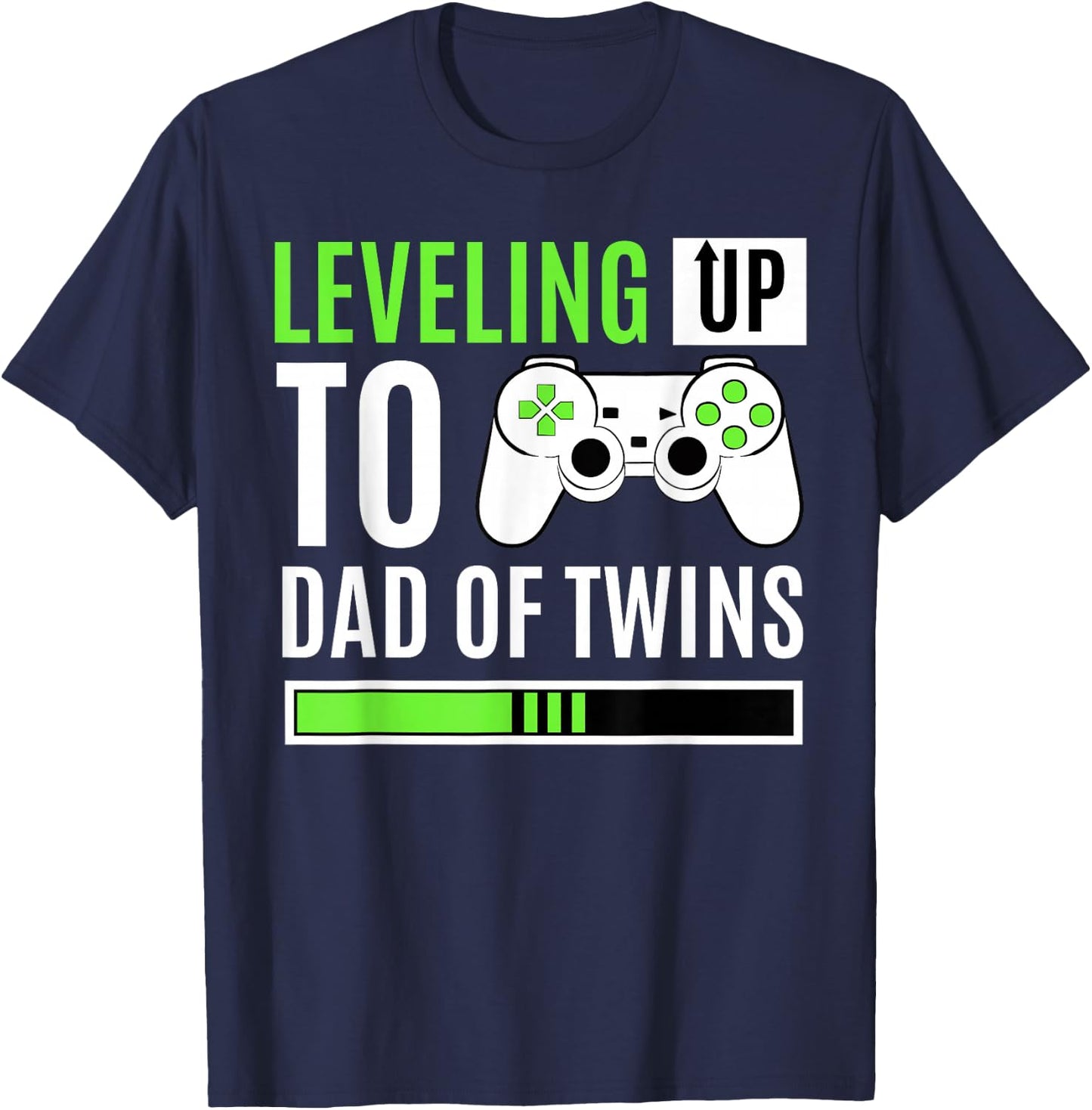 Leveling Up to Dad of Twins Gaming Gender Reveal Celebration Small T-Shirt - T-Shirt | Navy