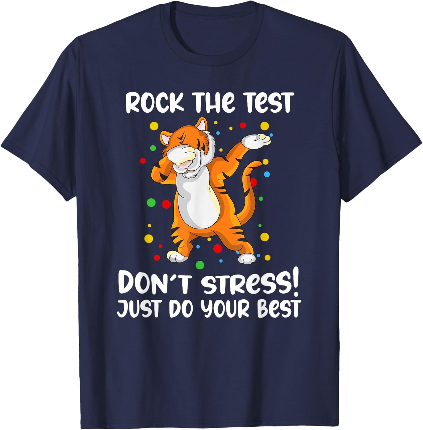 Rock The Test Dabbing Tiger School Professor Teacher Design Men Women Girls Kids T-Shirt - T-Shirt | Navy