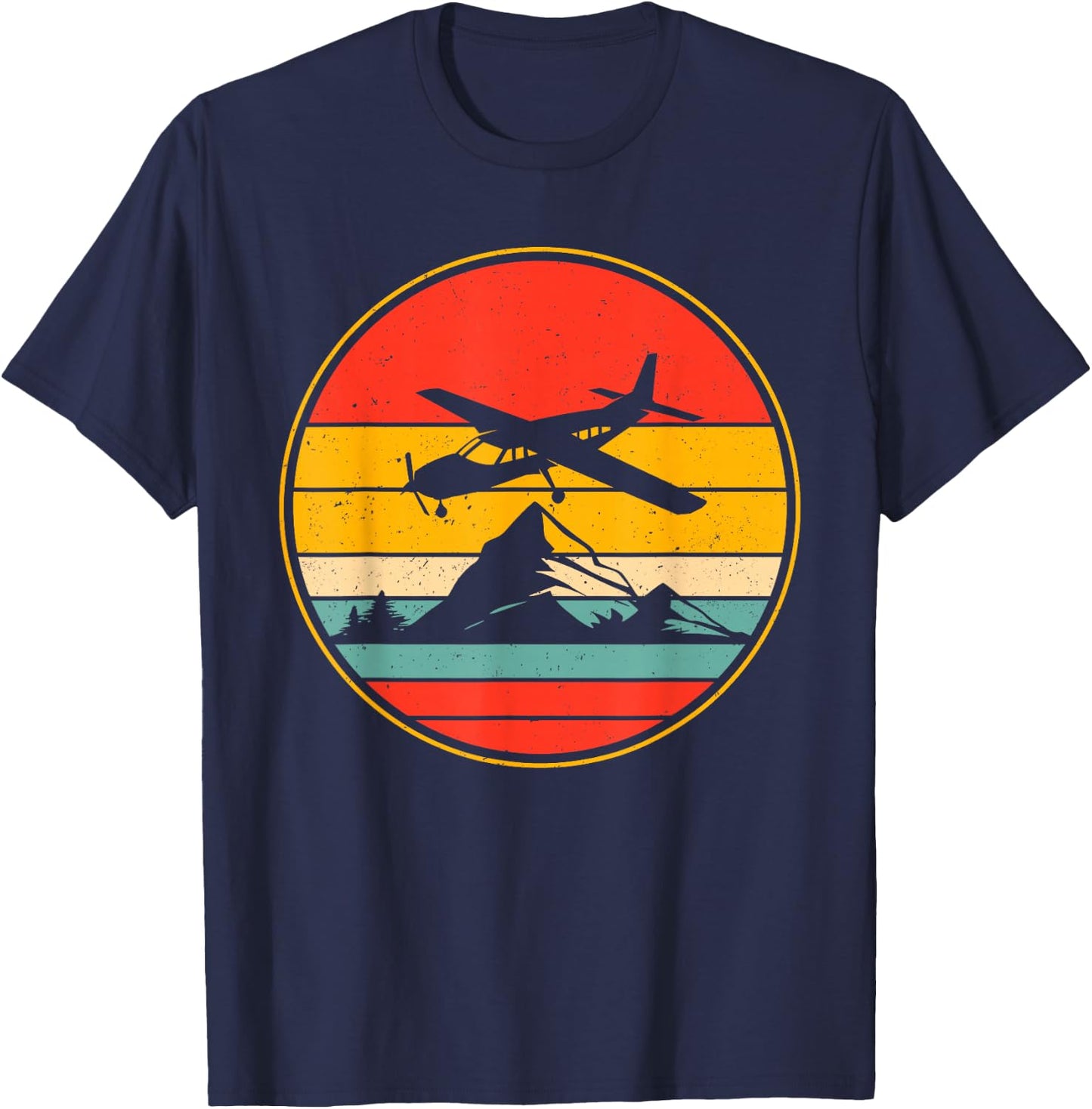 Airplane Over Mountains Design For Airplane Pilot T-Shirt - T-Shirt | Navy
