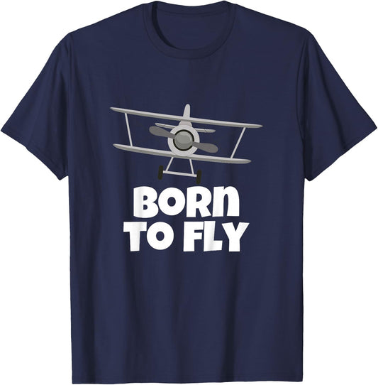 Born to Fly Airplane Pilot T-Shirt - T-Shirt | Navy