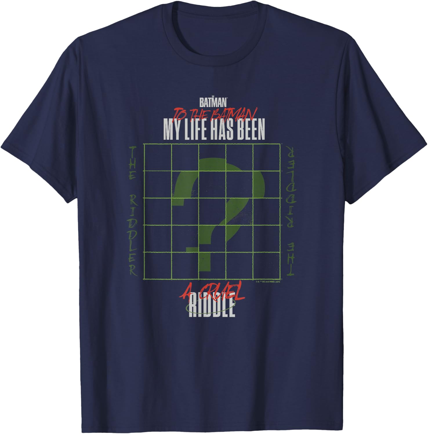 The Batman The Riddler Grid Question Mark Logo T-Shirt - T-Shirt | Navy