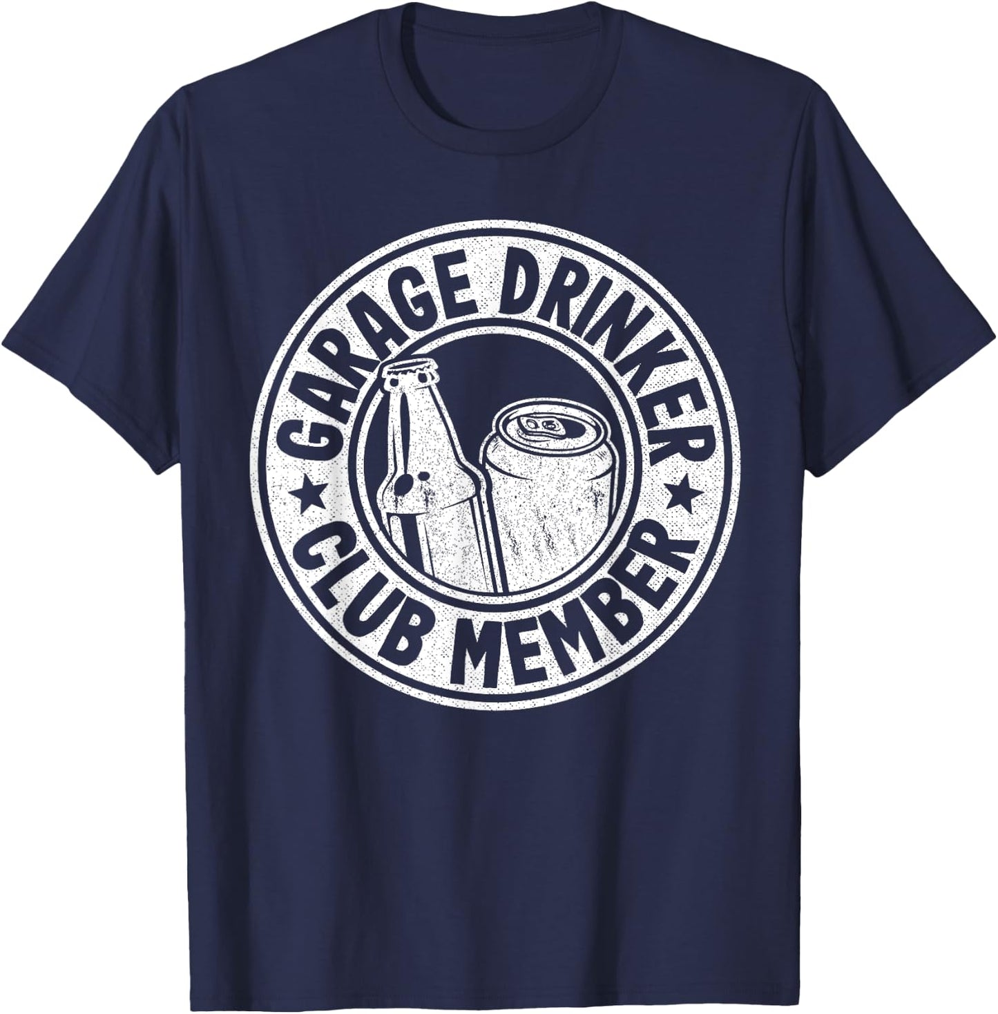 Beer Drinking American Flag Garage Drinker Club Member T-Shirt - T-Shirt | Navy