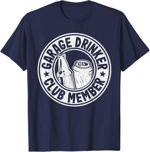 Beer Drinking American Flag Garage Drinker Club Member T-Shirt - T-Shirt | Navy