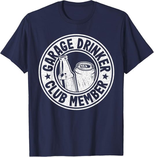 Beer Drinking American Flag Garage Drinker Club Member T-Shirt - T-Shirt | Navy