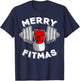 Merry Fitmas Christmas Santa Claus Dumbbell Merry Fitmas T-Shirt - T-Shirt | Navy