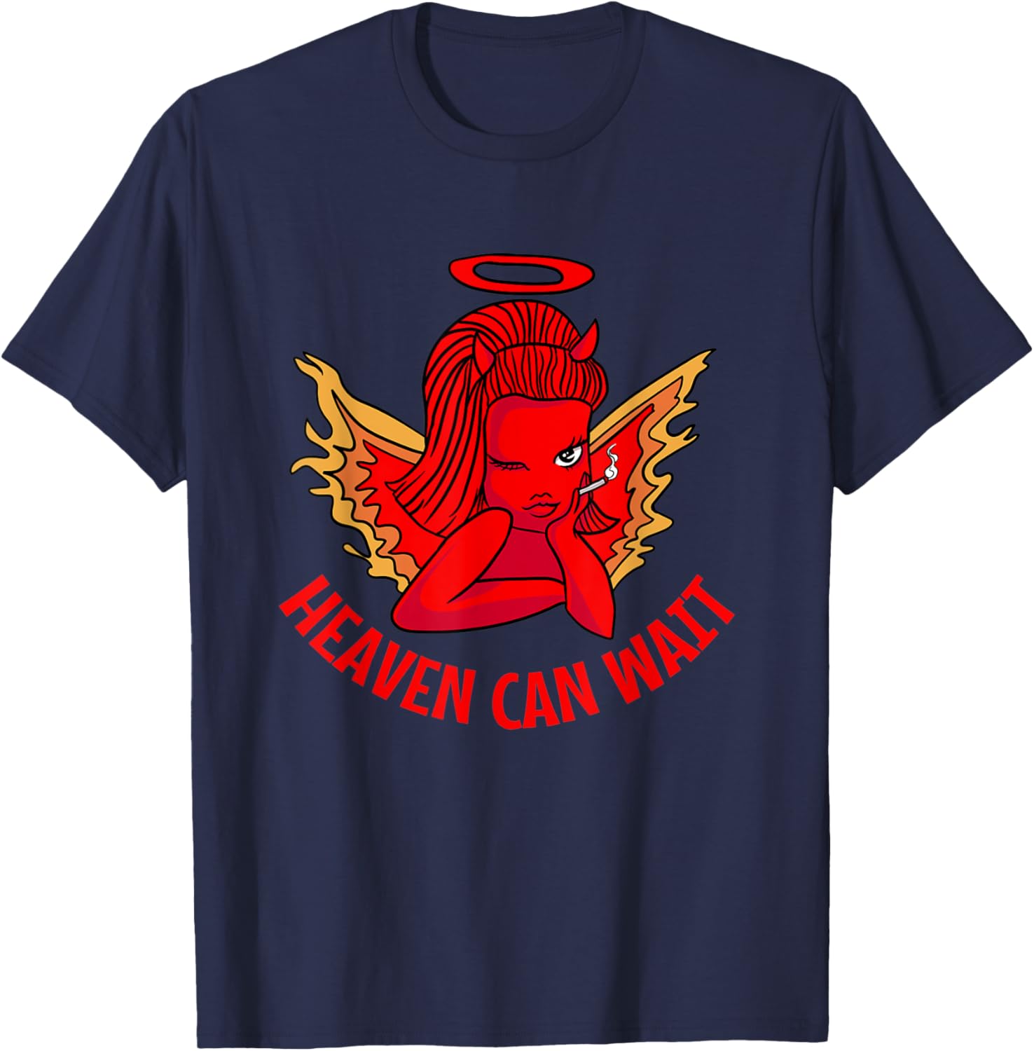 Heaven Can Wait Nu Goth Style Occult Punk Emo Satanic T-Shirt - T-Shirt | Navy